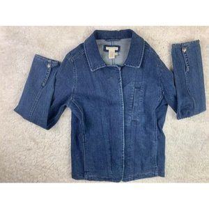 Carbon 2 Cobalt Size S Womens Blazer Jacket Jean Denim Button Front